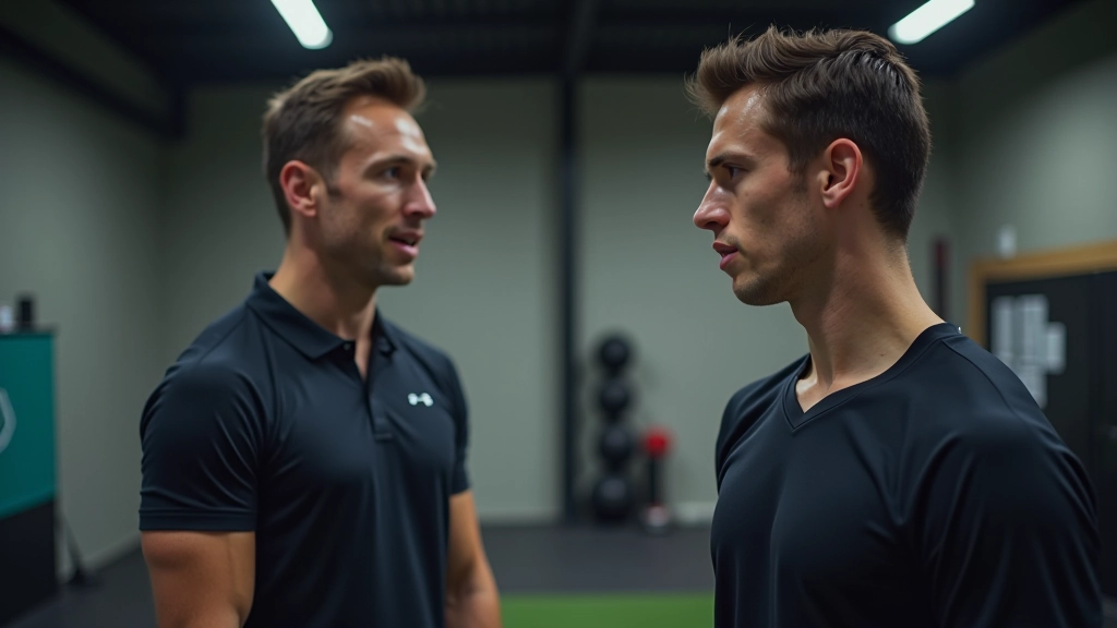 Coach working with athlete on mental preparation techniques in training facility