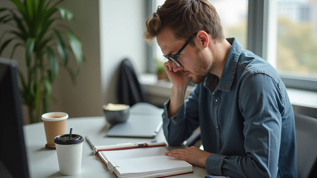 Athlete reviewing performance notes in notebook with focused concentration